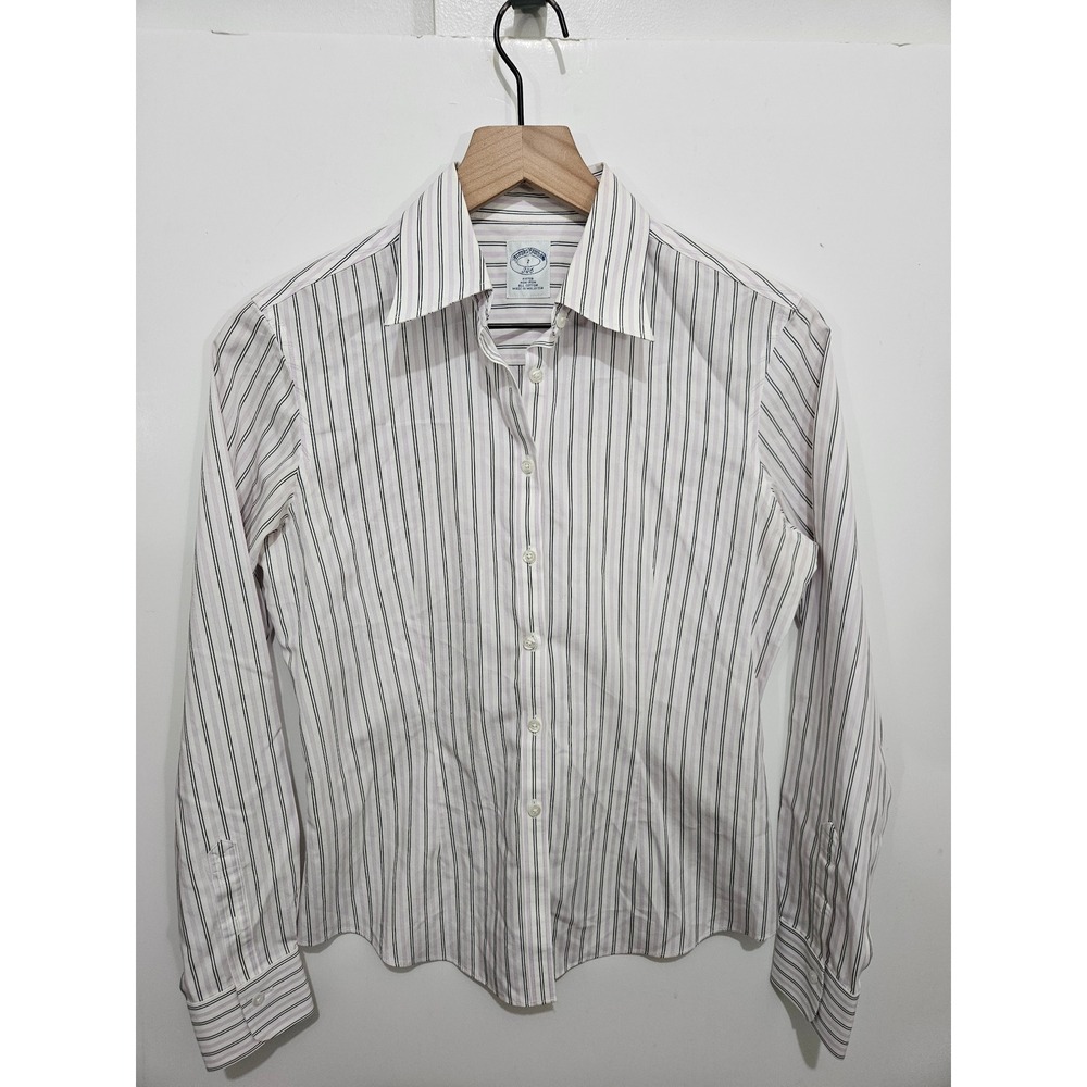 Brooks Brothers 346 Women's 2 Non Iron Cotton Striped Fitted Button Down Shirt
